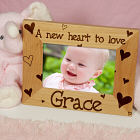 New Baby "She's All Heart" Personalized Wood Picture Frame
